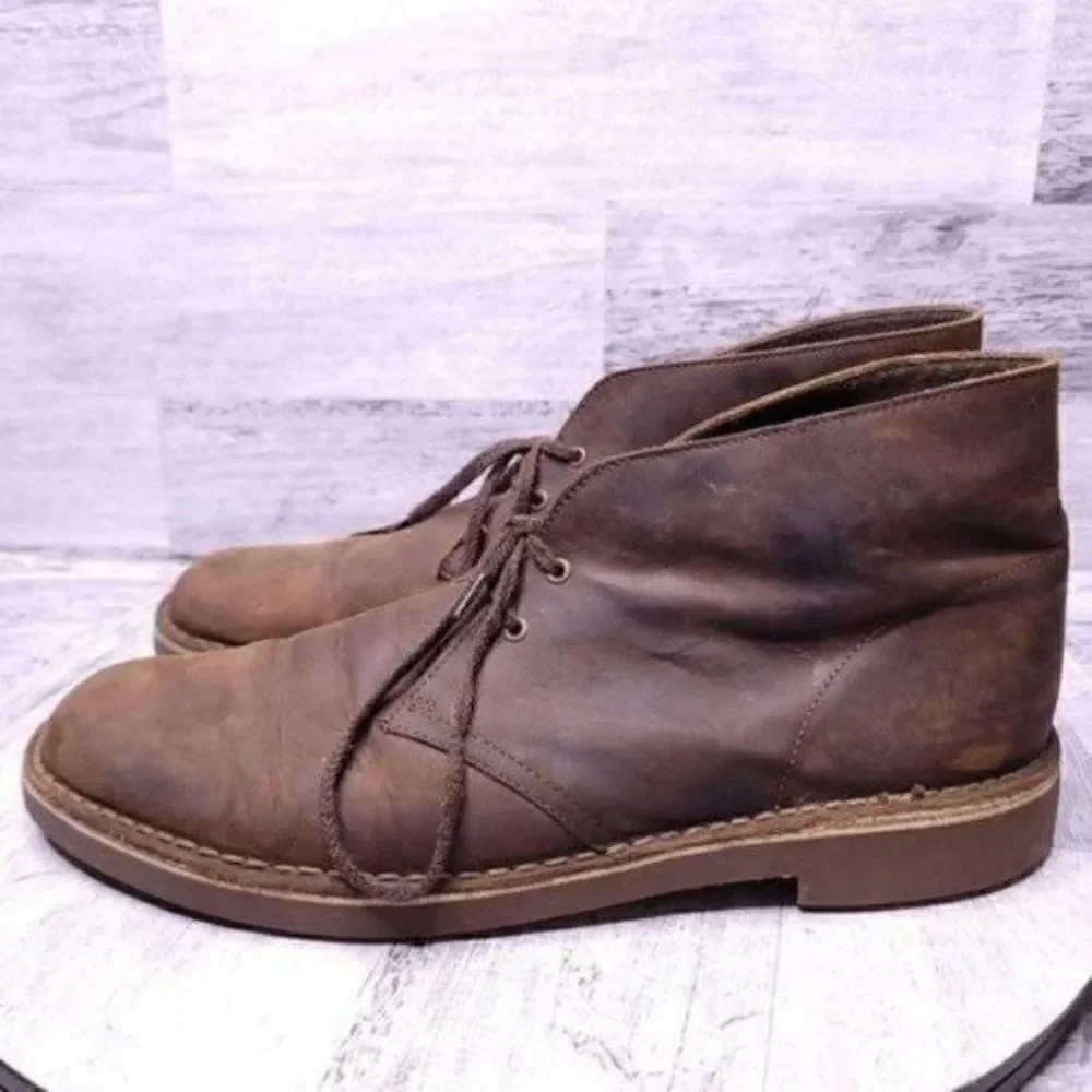 Clarks Bushacre Leather Lace Up Chukka Ankle Boot Brown Men's sz 11.5